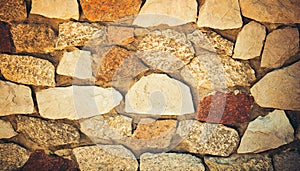 Brick stone wall stack of medieval natural stone texture background or rock strata boundary the rock seamless abstract and