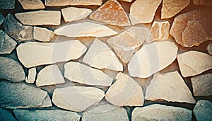 Brick stone wall stack of medieval natural stone texture background or rock strata boundary the rock seamless abstract and