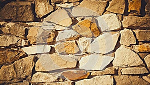 Brick stone wall stack of medieval natural stone texture background or rock strata boundary the rock seamless abstract and