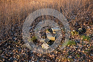 Brick stones  on a ground at a lost place in fresenburg emsland germany