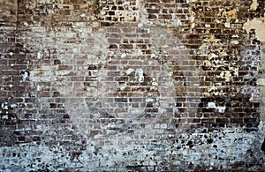 Brick stonewall old worn peeling paint background wallpaper