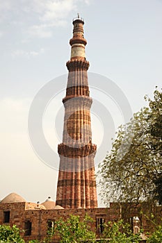 The brick tower of Qutb Minar India photo