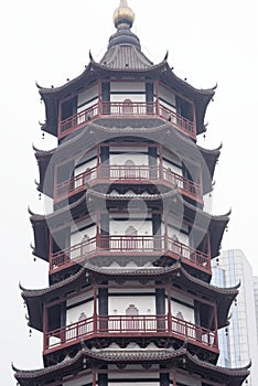 The brick tower style pavilion - Chinese Jiangnan typical Shengjin tower