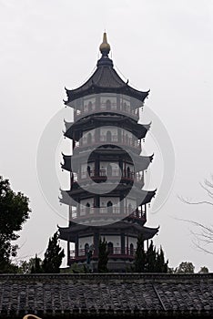 The brick tower style pavilion - Chinese Jiangnan typical Shengjin tower