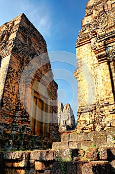 Brick towers of the ancient Khmer temple of Pre Rup in Cambodia