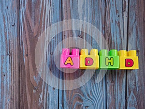 Brick toys multi color adhd word for sci or education concept