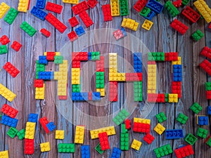 Brick toys multi color adhd word for sci or education concept