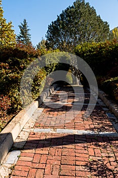 Brick walkway into garden