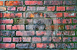 Brick wall of the 18th century. Be in the center of Moscow.