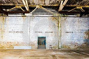 Brick wall in an abandoned factory