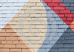 Brick wall with an abstract geometric pattern