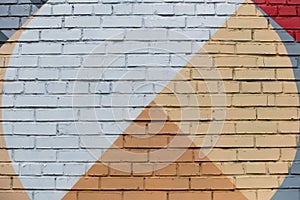 Brick wall with an abstract geometric pattern