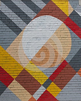 Brick wall with an abstract geometric pattern