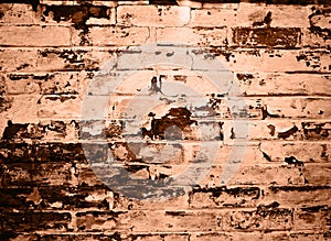 Brick wall background. Peach fuzz is color of year 2024 photo