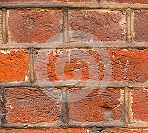 Brick wall background red terracotta color, a solid wall of building stone