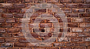 Brick wall background texture. Textured background of brick wall. Clinker brick. Wall brick background. Grunge, wall pattern