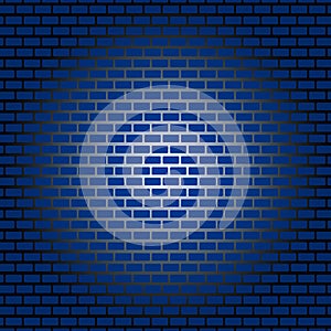 Brick wall background. Wallpaper is dark blue with shadows on the edges