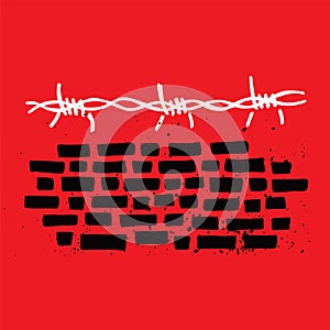 Brick Wall and Barbed Wire