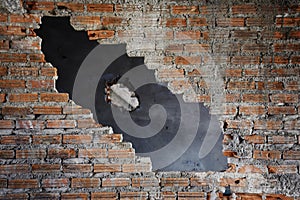 Brick Wall with Big Hole Gab