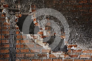 Brick Wall with Big Hole Gab