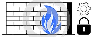 Firewall Icon Representing Cybersecurity, Network Protection, and Data Safety