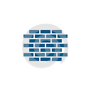 Brick Wall Blue Icon On White Background. Blue Flat Style Vector Illustration