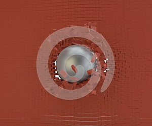 Brick Wall Broken by Wrecking Ball