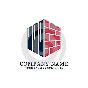 brick wall building exterior logo design vector, best for real estate, construction,apartment, business logo inspirations