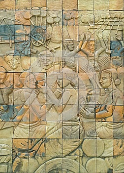 Brick wall carved pattern in Thailand