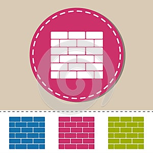 Brick Wall - Colorful Vector Icons - Isolated On White