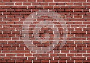 Brick wall composed of uniform, rectangular bricks arranged in a