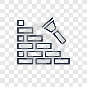 Brick wall concept vector linear icon isolated on transparent ba