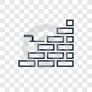 Brick wall concept vector linear icon isolated on transparent ba
