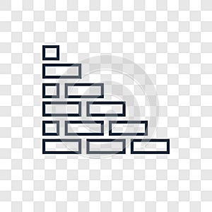 Brick wall concept vector linear icon isolated on transparent ba