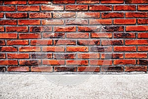 Brick wall and concrete flooring background