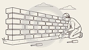 Brick wall construction, building and masonry vector design Generative AI