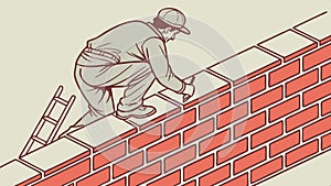 Brick wall construction, building material , masonry work art vector design Generative AI