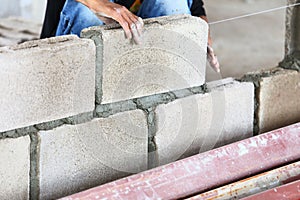 Brick wall construction for house building