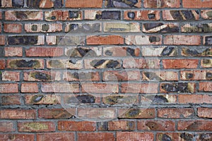 Brick wall damaged by fire