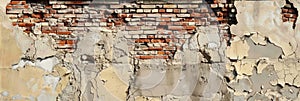 Brick Wall Demolition in Progress background texture. Generative AI
