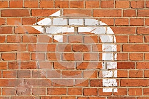 Brick wall with direction sign