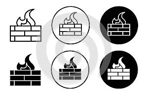 Brick wall and fire icon