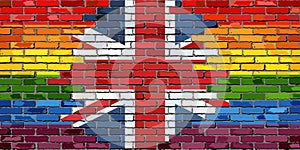 Brick Wall Great Britain and Gay flags