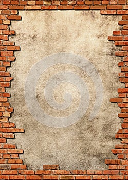 Brick wall grungy frame