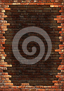 Brick wall grungy frame