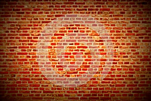 Brick wall horizontal background with red, orange and brown bricks - dark red