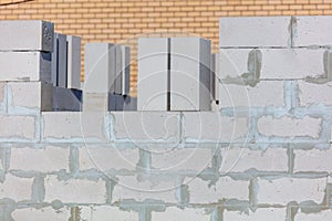 Brick wall in a house under construction