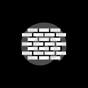 Brick Wall Icon On Black Background. Black Flat Style Vector Illustration