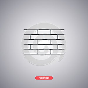 Brick wall icon isolated on white background. Flat design.