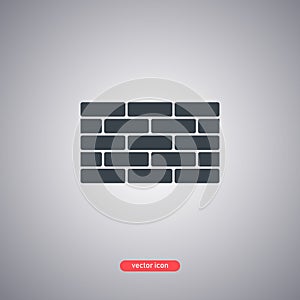 Brick wall icon isolated on white background. Flat design.